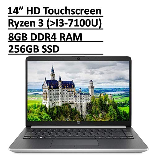 Newest Flagship 2019 HP 14 14″ Micro-Edge Touchscreen Laptop Computer PC, AMD Ryzen 3 3200U 2.6GHz /Radeon Vega 3, 8GB RAM 256GB SSD, USB Type-C HDMI BT RJ-45 WiFi HD Webcam Win 10-Accessory Bundle