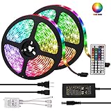 LED Strip Lights, Targherle 33ft/10M Led Light Strip SMD 5050 IP65 Waterproof RGB Flexible Light Strip Kit with 44 Key IR Remote RGB Controller, Strengthen 3M Tape, 12V 5APower Supply