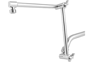 RLKDKJ Shower Head Extension Arm, 16 Inch Solid Brass Adjustable Extender with Lock Joint, Height & Angle Adjustable Shower Arm for Rainfall or Fixed Shower Head, G1/2 Connector (Chrome)