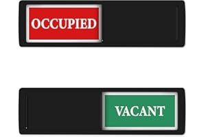 K KITCHENTOUR Privacy Sign - Vacant Occupied Sign for Home Bathroom Office Restroom Conference Hotel Hospital, Easy to Read Non-Scratch Magnetic Slider Door Indicator with Clear, Bold & Colored Text - Black