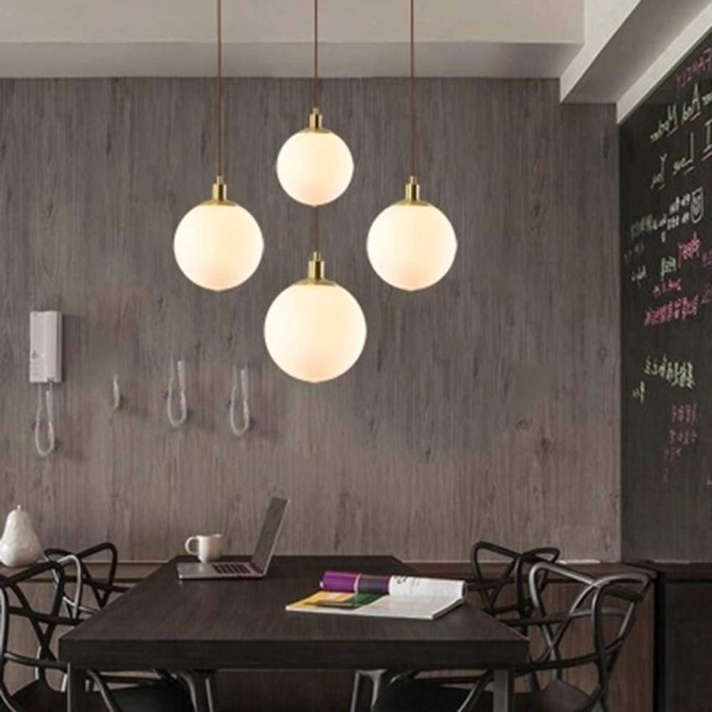 Minimaliste Luminaire Suspension Avec Boule de Verre Blanche Abat jour