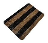 GARDENBYRD – Door Mats Outside made with Plastic Doormat Grass Fibers, Black, Tan, 18 x 30 ()