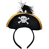 VIGUEUR Pirate Hat Headband, Halloween Costume Accessory, Black