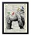 Gorilla With Birds, Vintage Dictionary Art Print, Antique Wall Art Home Decor, Modern Boho Poster, Farmhouse Decoration Living Room Bedroom Office 8x10 Inches, Ready To Frame