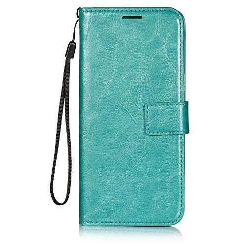 Samsung Galaxy S8 Plus Case, HLCT PU Leather Case, with Soft TPU Protective Bumper, Built-in Kickstand, Cash and Card Pockets (Teal) - Thumbnail 3
