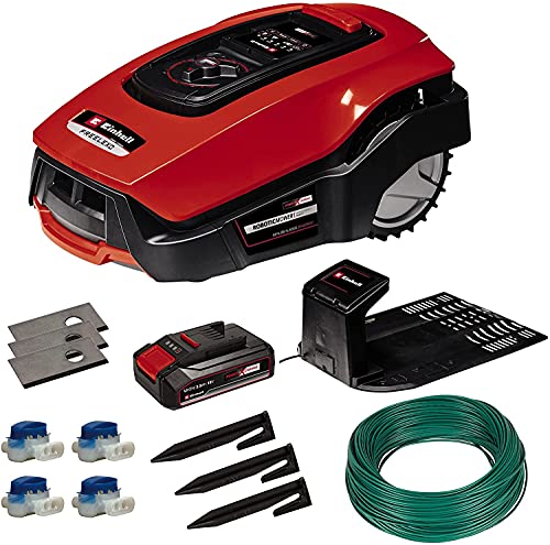 Einhell Robot Tondeuse Freelexo 500 Bt Power X-Change (Li-Ion, 18 V, Tondeuse Multizone, Contrôle Des Applications Bluetooth, Avec Accessoires D'Installation, Batterie 2.5 Ah Et Ladestation)