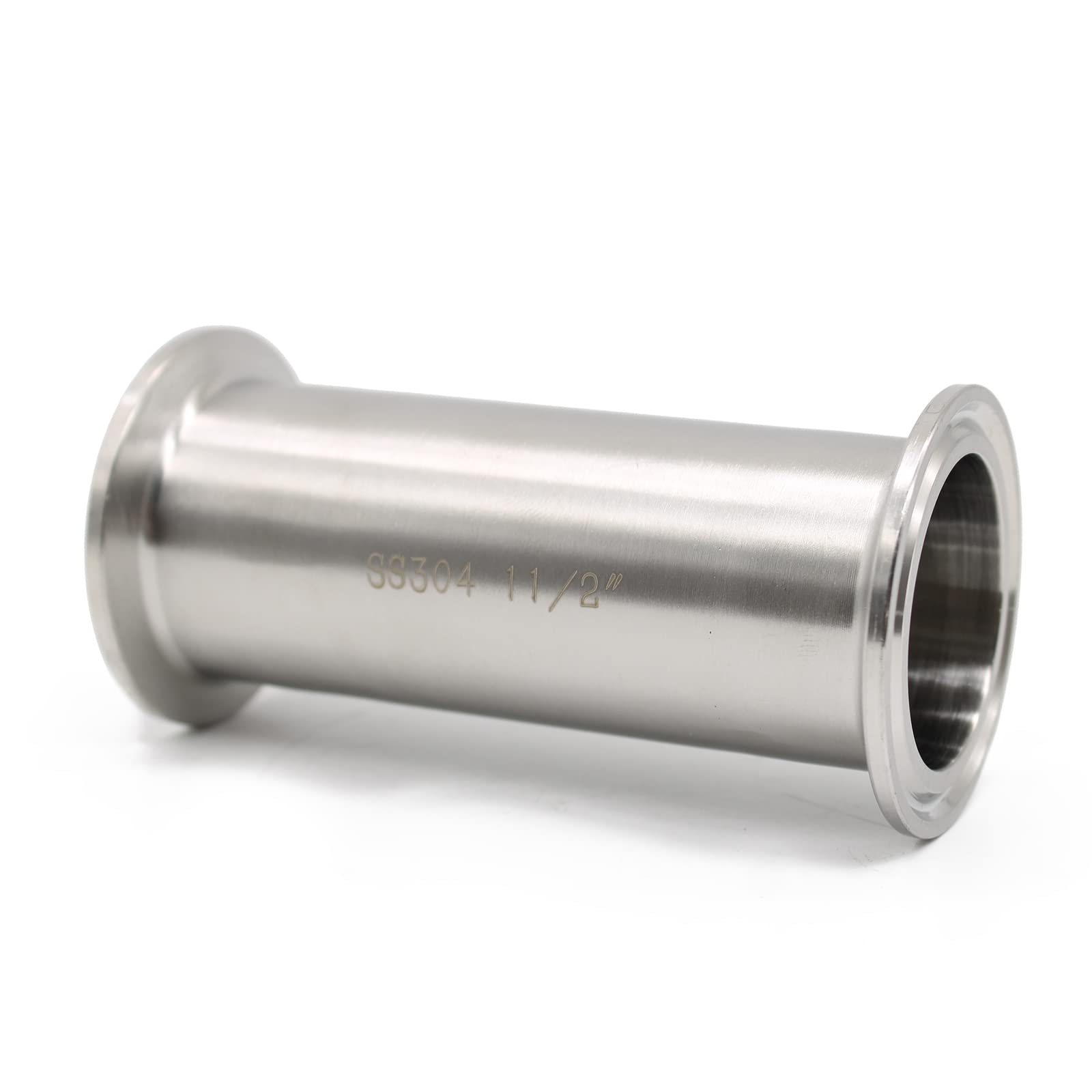 QiiMii SS304 Sanitary Spool Tube with Clamp Ends, Seamless Round Tubing with 1.5 inch Tri Clamp 50.5MM Ferrule Flange (Tube Length: 4 Inch /102MM)