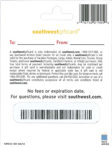 1 Southwest+Airlines+Gift+Card+50