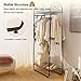 LANGRIA Compact Free-Standing Garment Rack Made of Sturdy Iron with Spacious Storage Space, 2 Shelves, 1 Clothes Hanging Rod, Heavy Duty Clothes Organizer for Bedroom, Entryway (Black)