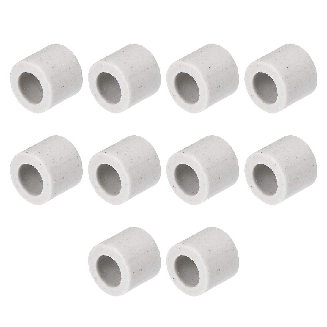 sourcing map 8mm Dia Ceramic Insulation Tube Single Bore Alumina Porcelain High Temperature Insulator Pipe for Heating Element 10 Pcs