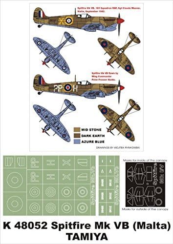 Montex Super Mask 1:48 Spitfire Mk.VB Malta for Tamiya Spraying Stencil #K48052