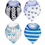 American Kiddo Baby Bandana Drool Bibs for Boys 100% Waterproof Organic Cotton With Snaps and Back Pocket (4-Pack) for Drooling and Teething Babies and Toddlers - 