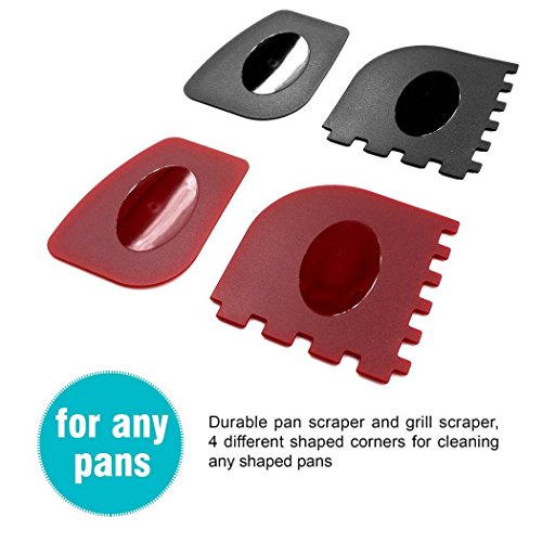LIVEHITOP Cast Iron Cleaner Set 9 Packs, XL 8x6 Stainless Steel Scrubber, Pan Scraper Plastic Set Tool and Silicone Hot Handle Holder for Cast Iron Skillets Frying Pans, Gifts for Kitchen Home