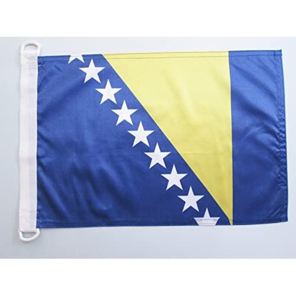 AZ FLAG - Bosnia and Herzegovina Nautical Flag - 18'' x 12'' - For Outdoor and Boat - Bosnian Herzegovinian Banner Knitted Polyester with Two Plastic Rings - Vivid Colors - 12x18 in - 45x30 Cm — image 1