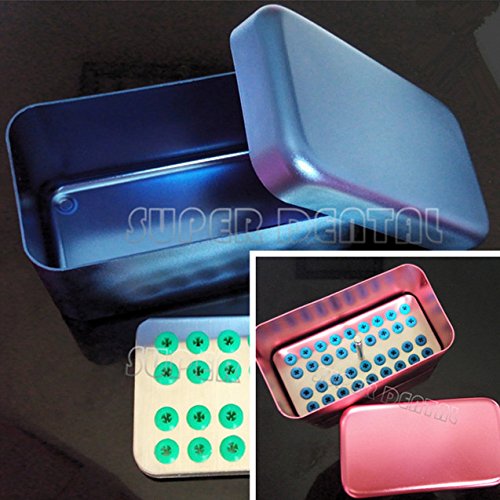2 Pcs 36 Holes Dental Endo Ultrasonic Scaler Working Tips Autoclavable Sterilization Box Holder Case Blue Red