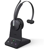 Yealink WH64 Mono DECT &amp; Bluetooth Wireless Headset for Phone PC Mobile | Teams &amp; Zoom Certified, 606ft Range Work Headphone, 3X Noise Canceling Mic, 26H Talk Time, Busylight for Office Call Center