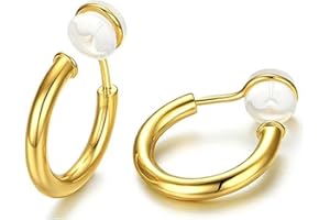 XIANQI 24K Gold Clip On Hoop Earrings Gold Plated Non Pierced Hoop Chunky Clip on Hoop Earrings for Women