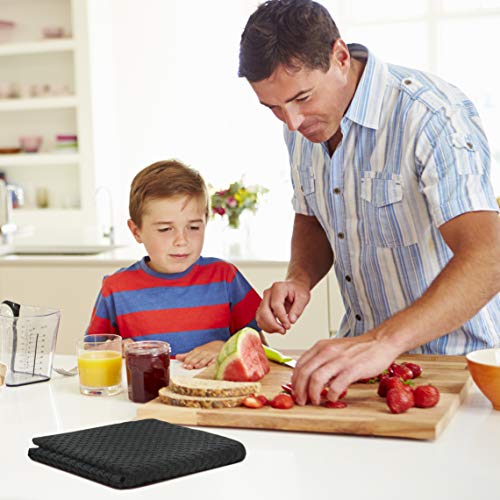Talvania Kitchen Towels 100% Cotton Dobby Weave Terry Towel Set Soft and Absorbent Multipurpose Dish Cloth, Hand Towel and All Kitchen Cleaning 15" X 25" Set of 6 Machine Washable (Black)