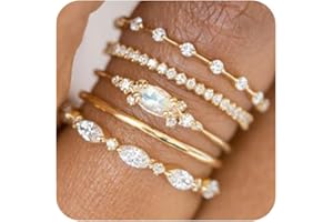 Honsny Stackable Gold Rings for Women Set Dainty 18K Gold Plated Cubic Zirconia Thumb Rings Thin Eternity Engagement Rings