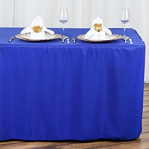 Doolova 8FT Fitted ROYAL BLUE Wholesale Polyester Table Cover Wedding Banquet Event Tablecloth