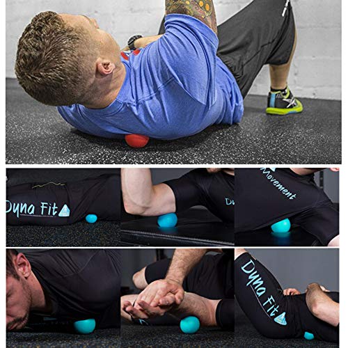 BINGONE Massage Lacrosse Balls 2 Pack,Massage Roller Therapy Ball for Myofascial Release,Deep Tissue Muscle Recovery,Foot,Back Neck Spine Shoulder,Trigger Point,Yoga Therapy(Blue,Red)