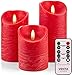 Venta Set of 3 Realistic Flameless Red LED Candles with Remote Control – 4” 5” 6” Electric Wickless Pillar Battery Operated Candles with Flickering Flame Timer