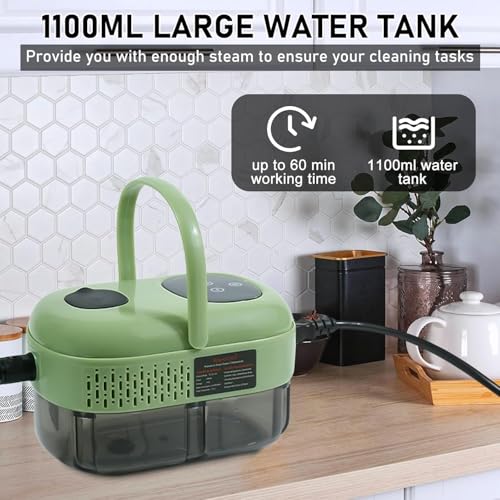 HELEE Handheld Steam Cleaner, High Pressure Multipurpose Steamer, 2500W|1000ML, 10S Fast Heat-Up 6 Gears Adjustment, With Brushes, Glass Scraper, for Car, Kitchen, Furniture and Tile (White)