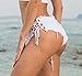 Soojun Women's Low Rise Lace Up Cheeky Mini Denim Shorts Clubwear, Medium, 2 White