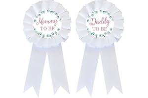GDTO8820 CoolerthingsDG Daddy to be & Mommy to be Tinplate Badge Pin - Baby Shower Button New Dad Gifts Gender Reveals Party Baby Girl White Rosette Button Baby Celebration, It's a Girl