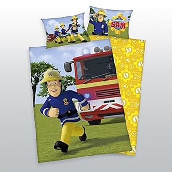 Herding Baby Wende Bettwäsche Feuerwehrmann Sam 40 x 60 und 100 x 135 cm
