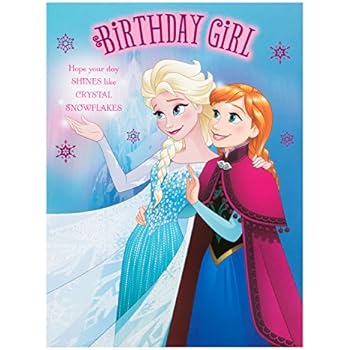 Amazon.com : Disney Frozen Elsa and Anna Birthday Card Let It Go ...