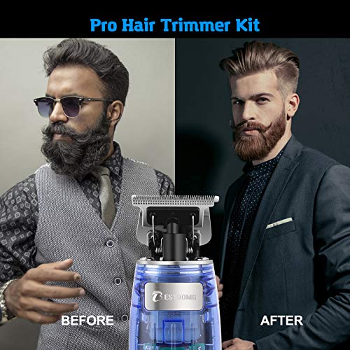 BESTBOMG T-Outliner Hair Trimmer for Men Professional Cordless mens Hair Clipper Haircutting Kit Machine with 4 Guide Combs,Rechargeable 2000mAh Li-Battery