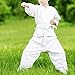 HAIVIDO Karate Uniform with Belt Light Weight Elastic Waistband& Drawstring White for Kids Training