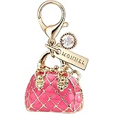 MONNEL MC196 Big 3D Handbag Lobster Clasp Charm Pendant with Velvet Bag (Pink, 1 piece)
