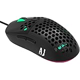 NACODEX AJ380R 69g Lightweight Gaming Mouse, Honeycomb Shell RGB Backlit Mice, Pixart 3327 12400 DPI 6 Programmable Buttons O