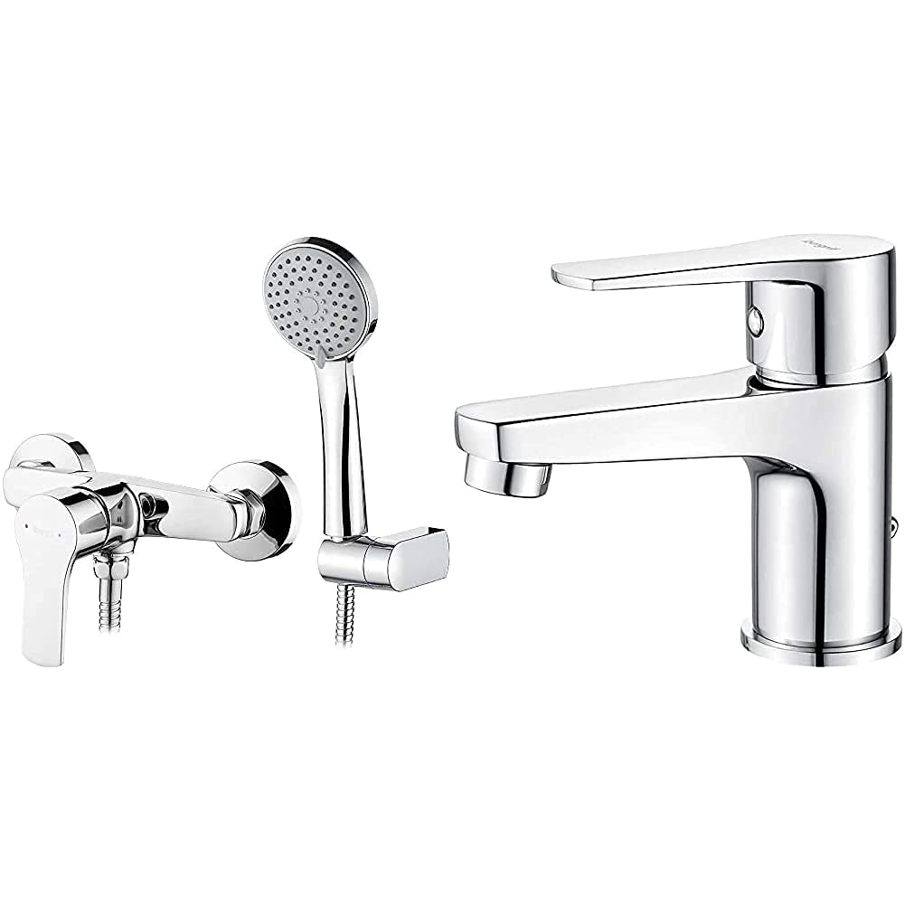 Ibergrif-M12057-Star-Completo-De-Grifo-Mezclador-De-Ducha-Monomando-Con-Alcachofa-Soporte-Manguera-Cromo-Plata