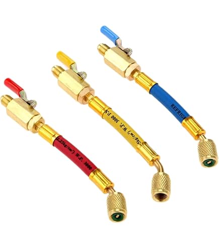 Tubo Di Carica Refrigerante Per AC - 1/4 SAE, Lunghezza 0.9 M (2.95 Ft), Pressione 500 PSI, Con Raccordi A Flangia, Colore Blu