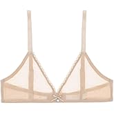 CYHWR Sheer Mesh Transparent Unlined Bra Sexy Wireless Underwear(D308TS-Beige-M)