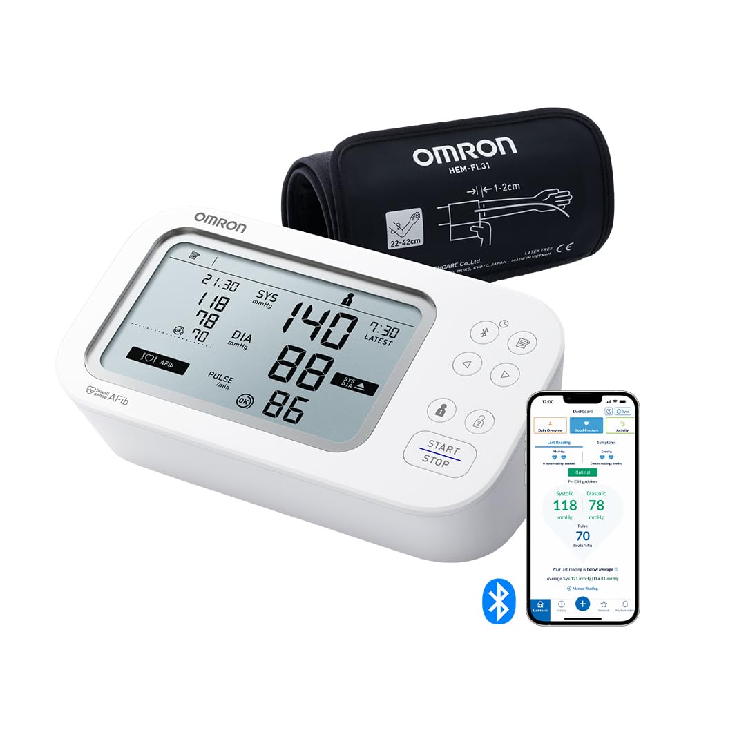 OMRON X7 Smart AFib Blood Pressure Monitor | Screen for AFib with every blood pressure check at home | Clinically validated incl. pregnancy and diabetes | 2 Users |free app | Intelli Wrap Cuff 22-42cm