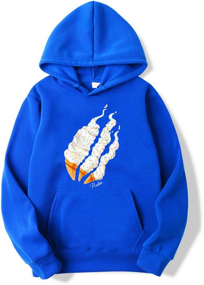 Kids Preston Playz Ice Cream Flame Hoodie Casual Soft Fleece Sweatshirts for Boys or Girls
