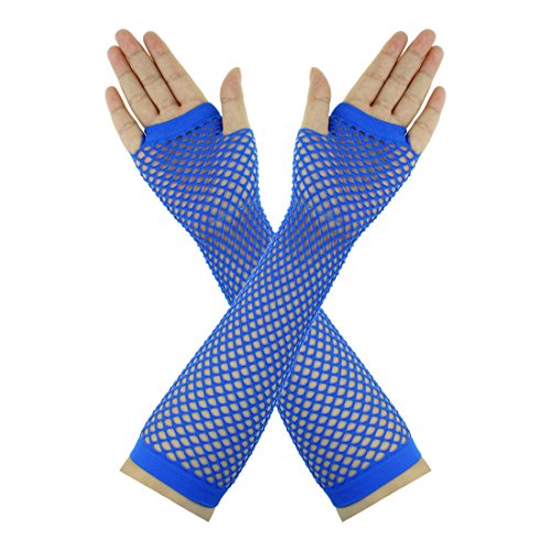 JINSEY Women's 80s Outfit accessories Leg Warmers Gloves For 1980s Theme Party Supplies-Royal Blue