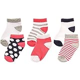 Luvable Friends 6-Pack No Show Socks, Pink and