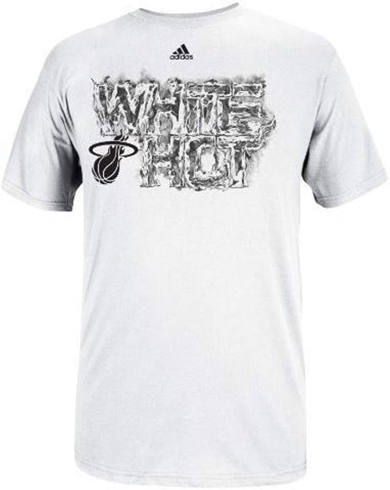 adidas Miami Heat White Hot Flames TShirt Small Amazon.co.uk Clothing