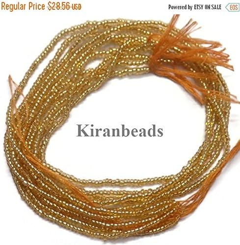 KIRANBEADS - 20 Strands Gold Pyrite Hydro Seed Beads - Each strand is 10.5" long, Beads measure 2-2.5mm Long Strand