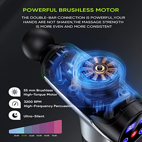 CLANOR Massage Gun, Percussion Muscle Massage Gun for Athletes, Massage Gun Deep Tissue, Electric Massagers for Muscles, 10 Heads 30 Levels