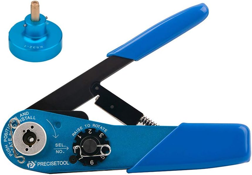 PRECISETOOL YJQ-W1A(afm8) Wire Cable Pin Socket Crimper & K532-1 Positioner/Locator 20-32 AWG
