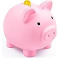 Vcertcpl Unbreakable Plastic Piggy Bank - Coin Bank Money Saving Box for Kids and Adults, Pink