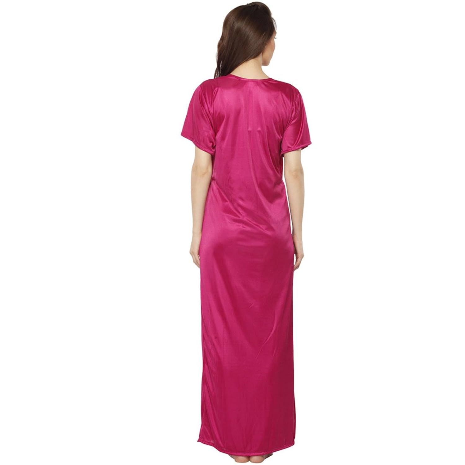 vixenwrap classic pink solid nighty with robe