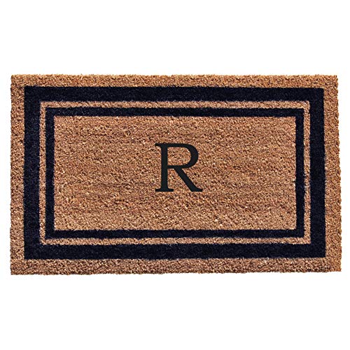 Calloway Mills 153002436R Dark Blue Border 24" x 36" Monogram Doormat (Letter R)