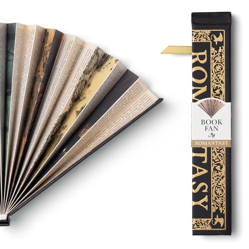 IF Book Lover’s Paper Fan – Elegant Handheld Fan, Perfect for Reading Outdoors, Gifts for Bibliophiles & Book Club Accessories - Romantasy Theme